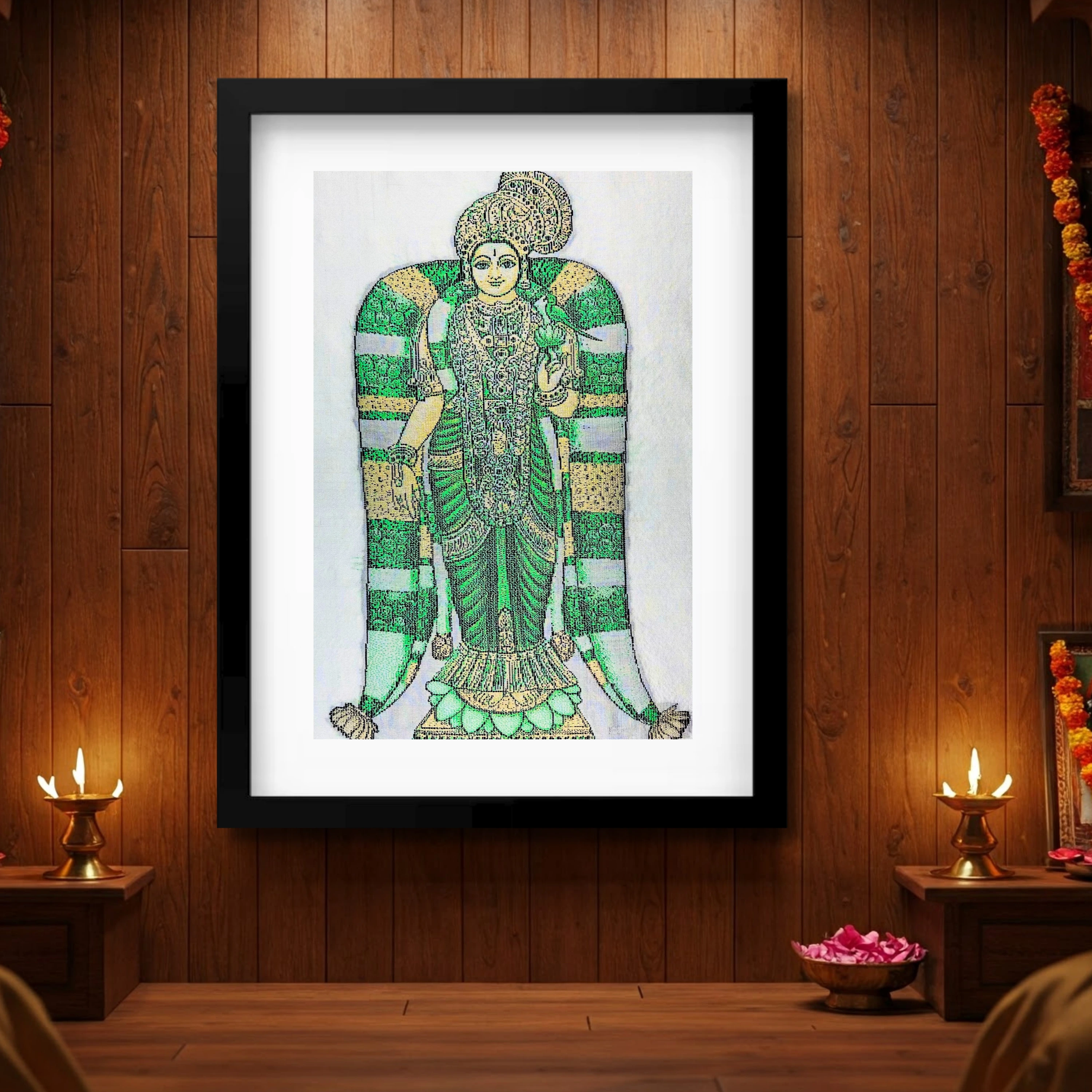 Goddess Andal | Pure Kanjivaram Silk Art | Handloom