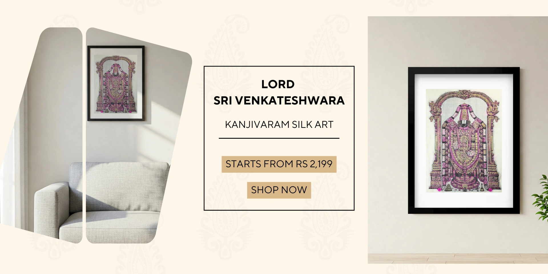 Lord Tirupathi Balaji Kanjivaram Silk Artworks