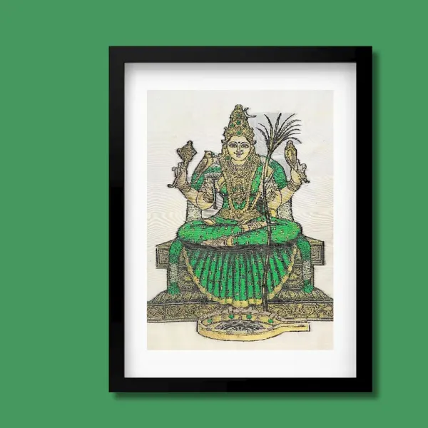 Kamakshi Amman Green | Pure Kanjivaram Silk Art | Handloom