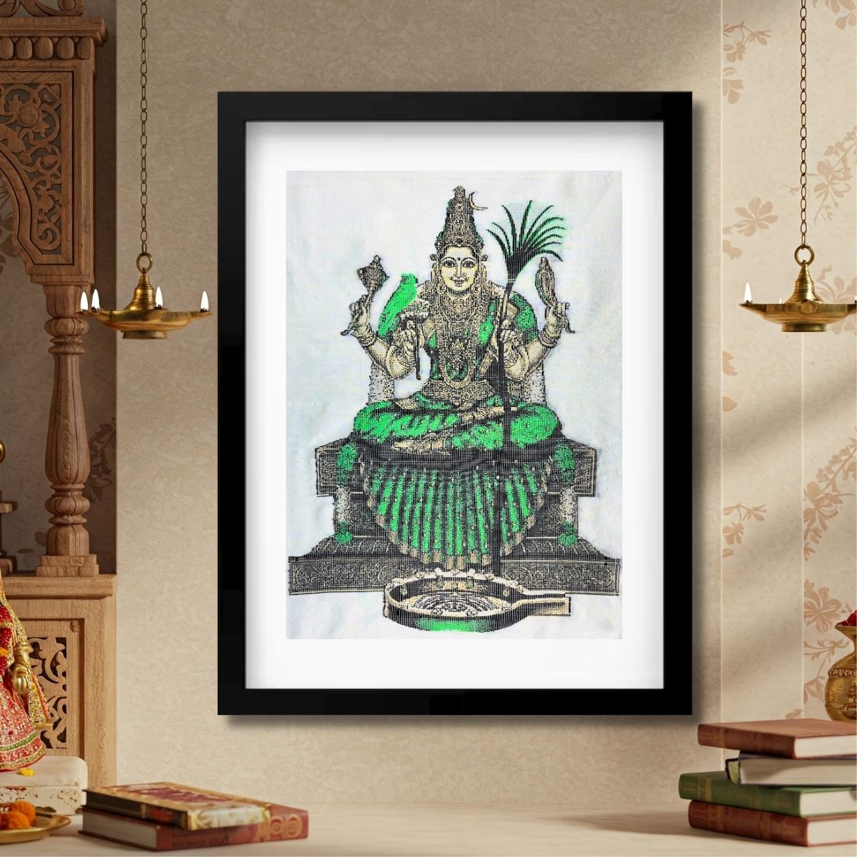 Kamakshi Amman Green | Pure Kanjivaram Silk Art | Handloom