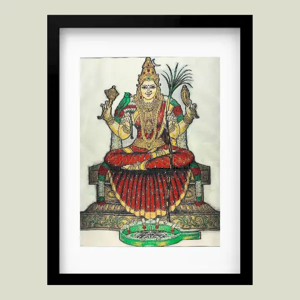 Kanchi Kamakshi Amman | Pure Kanjivaram Silk Art | Handloom | Premium Series