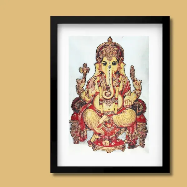 Lord Ganesha | Pure Kanjivaram Silk Art | Handloom
