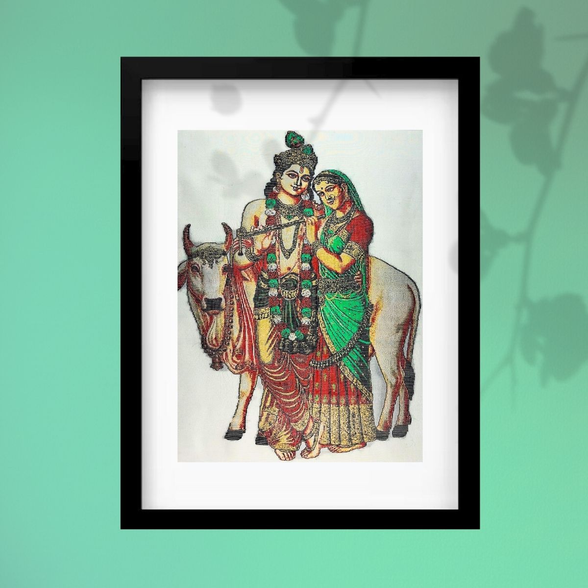 Lord Krishna and Radha | Pure Kanjivaram Silk Art | Handloom | Premium Series