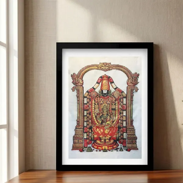 Lord Venkateswara & Goddess Lakshmi | Pure Kanjivaram Silk Art | Handloom | Traditional Series