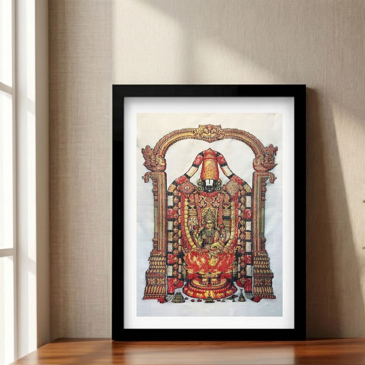 Lord Venkateswara & Goddess Lakshmi | Pure Kanjivaram Silk Art | Handloom | Traditional Series