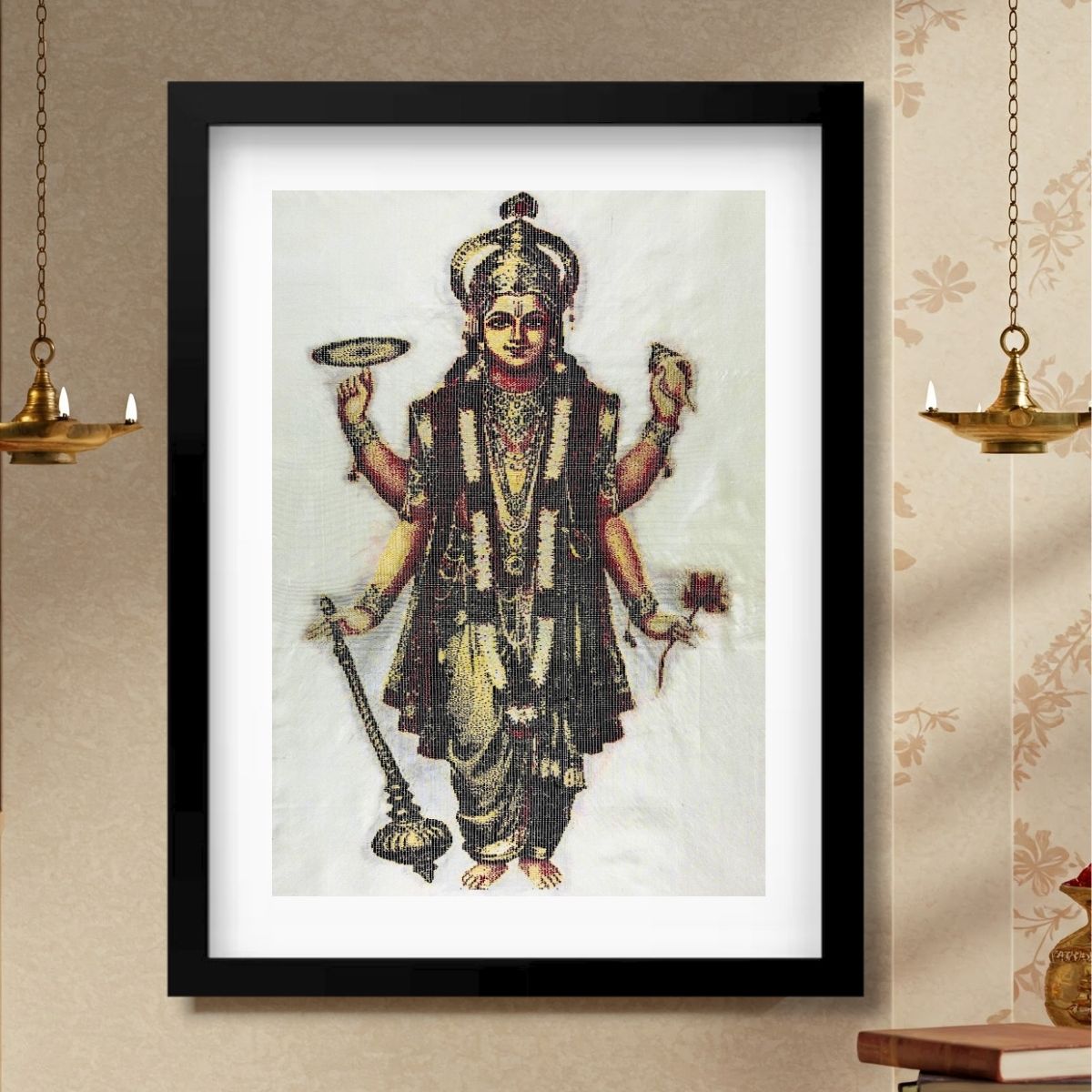 Lord Vishnu | Pure Kanjivaram Silk Art | Handloom
