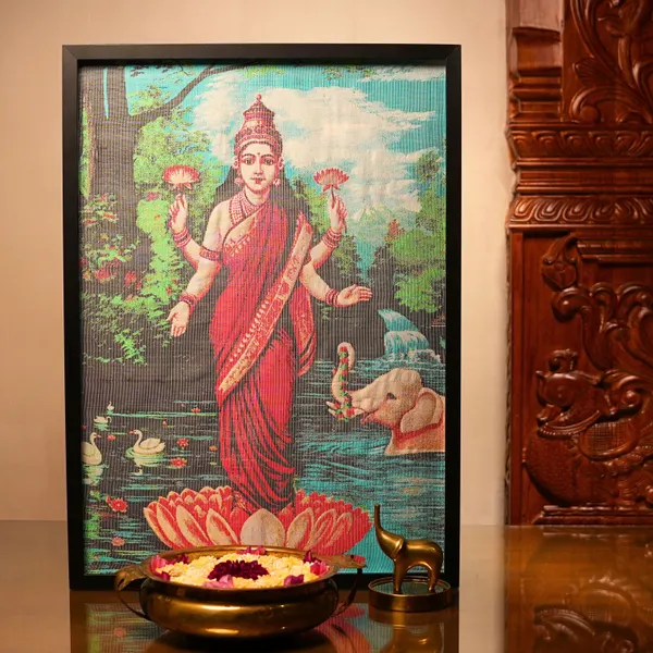 Raja Ravi Varma's Lakshmi | Pure Kanjivaram Silk Art | Handloom | Masterpiece Series