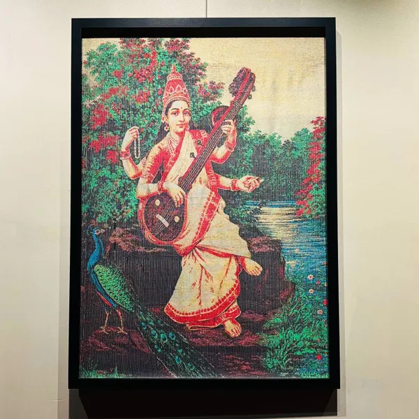 Raja Ravi Varma's Saraswati | Pure Kanjivaram Silk Art | Handloom | Masterpiece Series