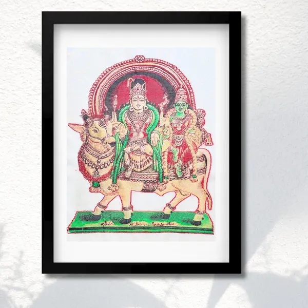 Rishabha Vahanam | Pure Kanjivaram Silk Art | Handloom | Premium Series