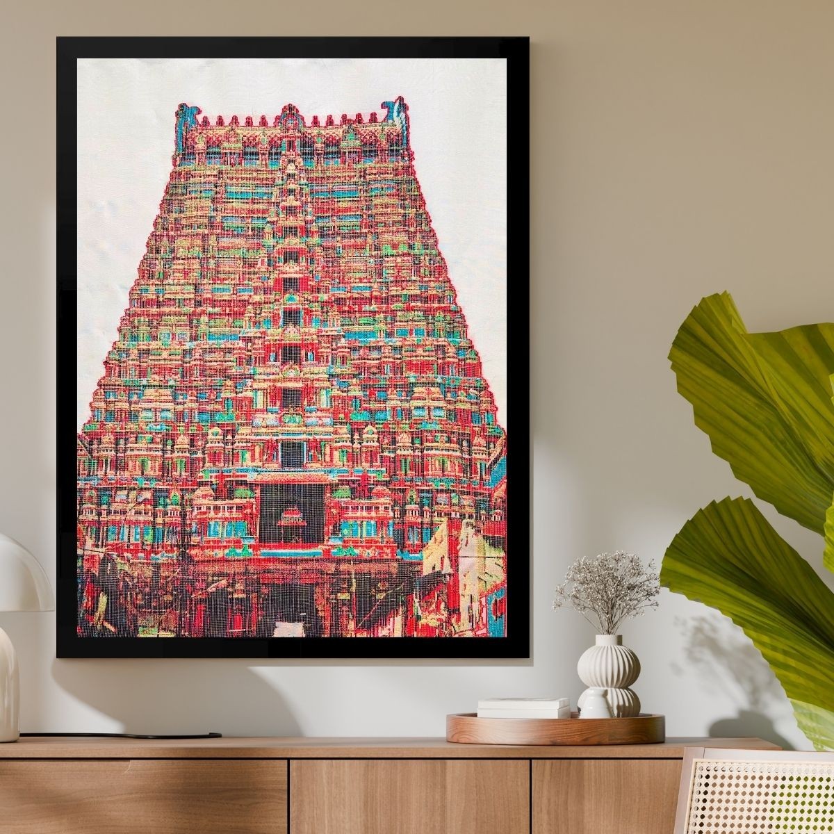 Srirangam Rajagopuram | Pure Kanjivaram Silk Art | Handloom | Masterpiece Series