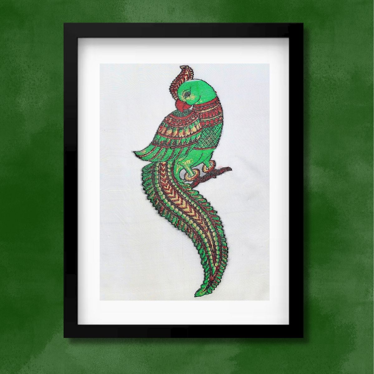 Temple Parrot | Pure Kanjivaram Silk Art | Handloom | Premium Series