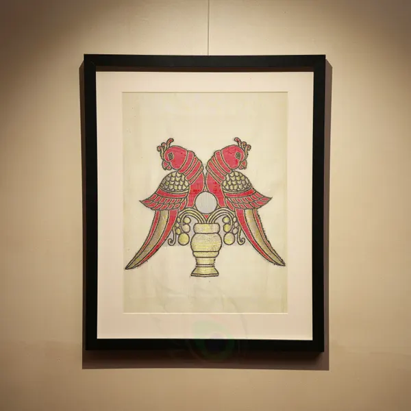 Two Parrots | Pure Kanjivaram Silk Art | Handloom