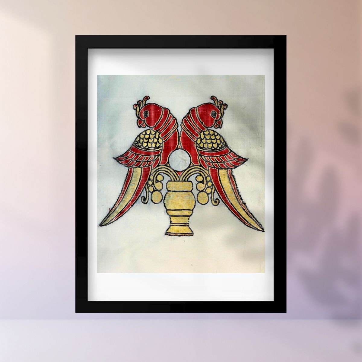 Two Parrots | Pure Kanjivaram Silk Art | Handloom