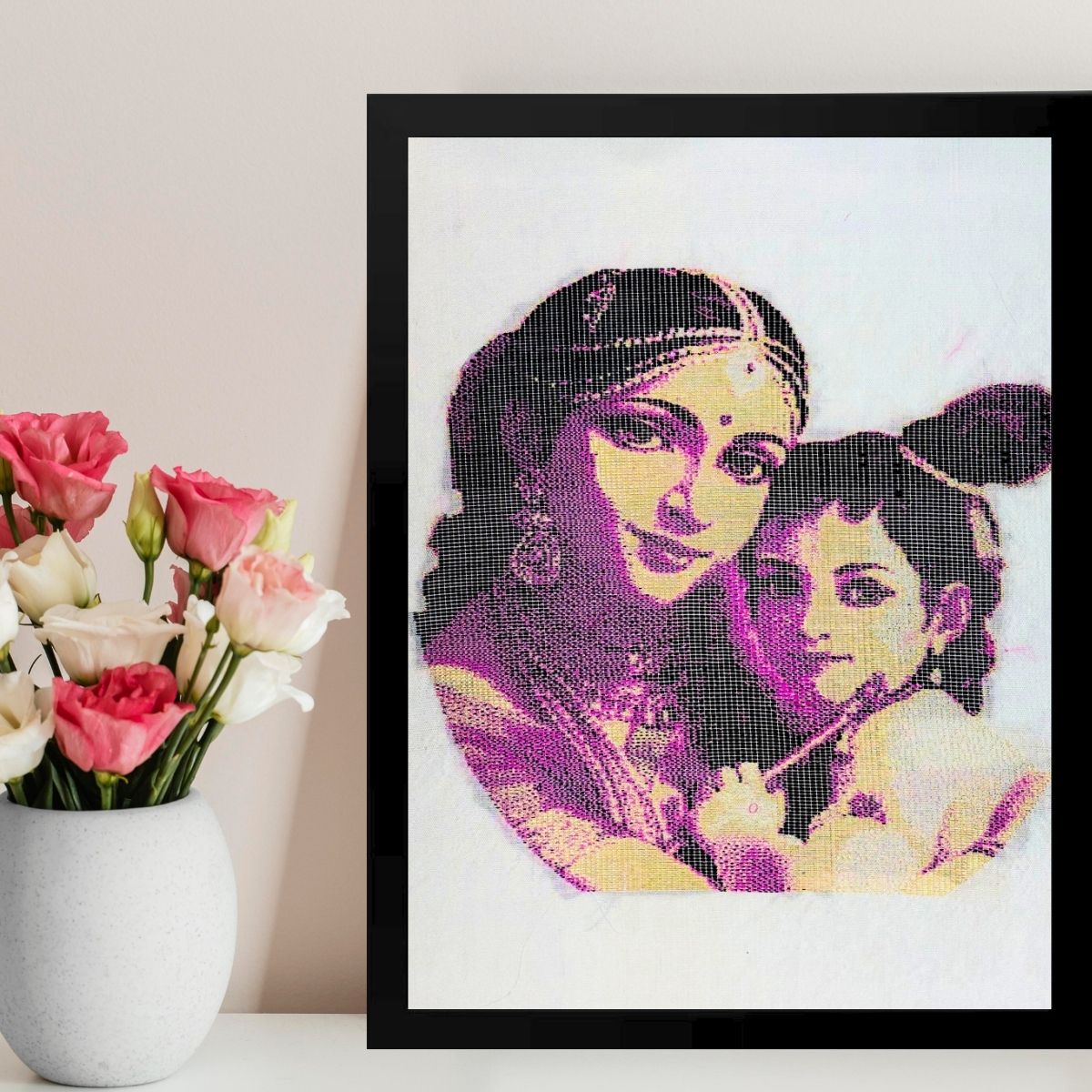 Yashoda and Krishna | Pure Kanjivaram Silk Art | Handloom | Essentials Series
