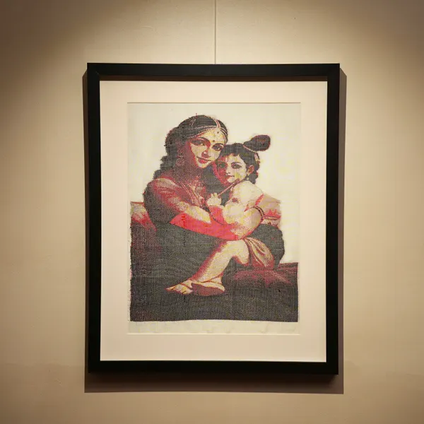 Yashoda and Krishna | Pure Kanjivaram Silk Art | Handloom